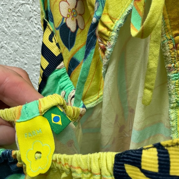 FARM Rio Yellow and Green Floral Midi Dress open back excellent condition M - Picture 4 of 4